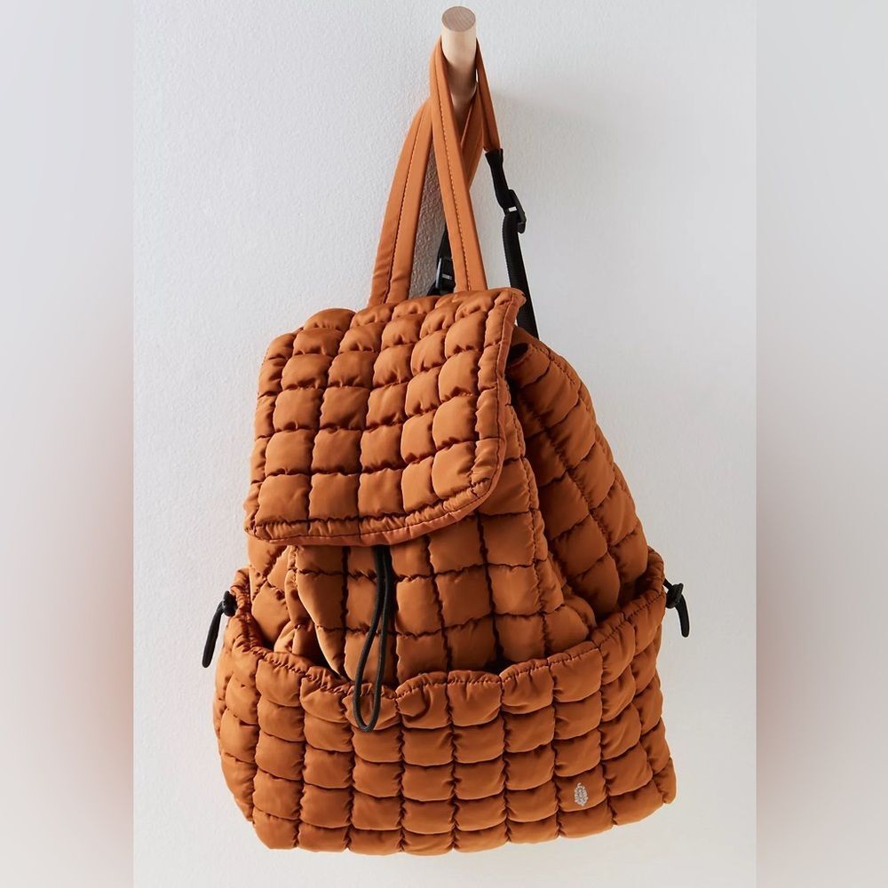 New Free People Quilted Hiker Backpack One Size Toffee Brown